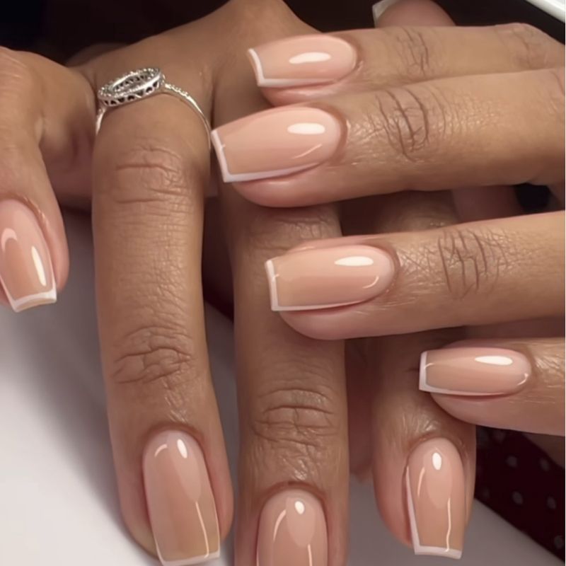 Chinese nails simple and fashionable white French nail art stickers nude white versatile false nails_voghion.com