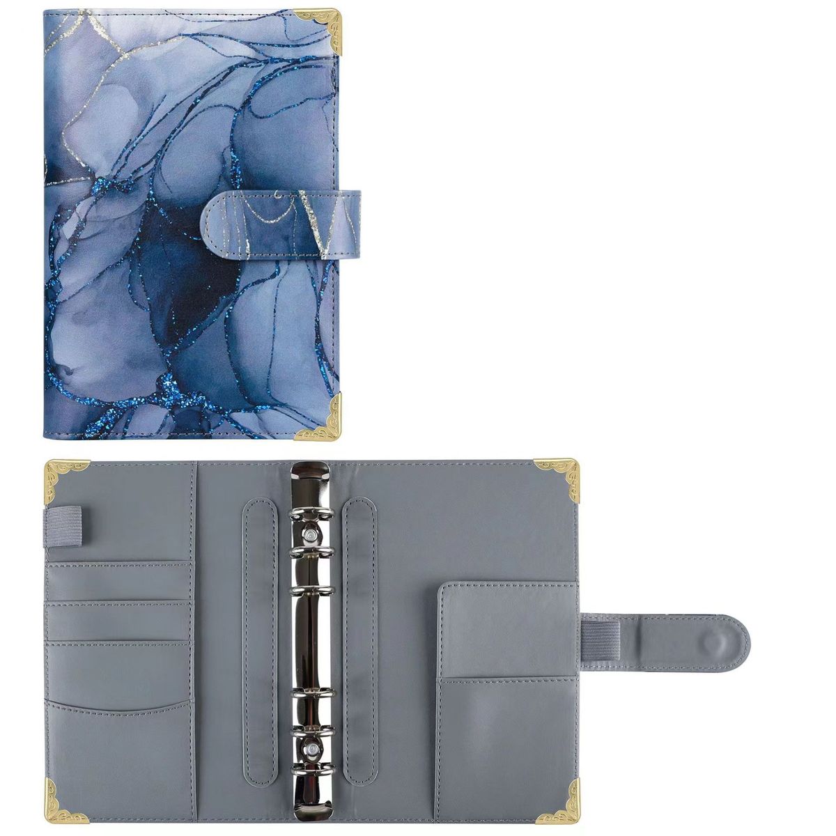 Libretas recargables A6 con hojas sueltas, sobre para efectivo, cuaderno económico de cuero PU, hojas sueltas, manual con pegatinas_voghion.com