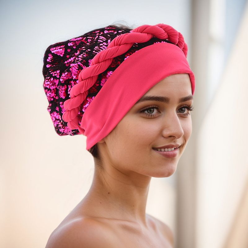 New Milk Silk With Diamond Shaped Sequin Braid Hat African Hat Muslim Hat_voghion.com