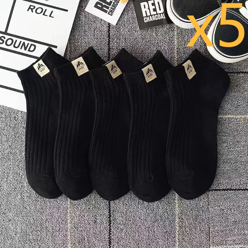 5 paare/satz Schwarz und weiß männer tragen saugfähigen kurze rohr dünne low top flach mund sportsocken_voghion.com