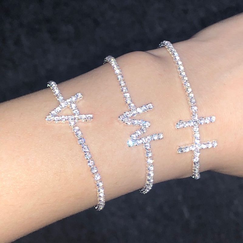 Sommar enkel lätt att matcha 26 engelska bokstäver Armband kreativ roman strass smycken Armband_voghion.com