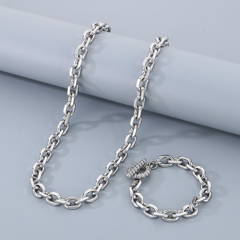 Colliers Bijoux en acier titane Collier simple Mode en acier inoxydable Chaîne fouet Double boucle Chaîne Bijoux Chaîne assortie_voghion.com