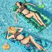 21-Hole Water Hammock - Leaf Print Inflatable PVC Floating Lounger Breathable Mesh Pool Float With Ergonomic Design For Lake & Beach Relaxation_voghion.com