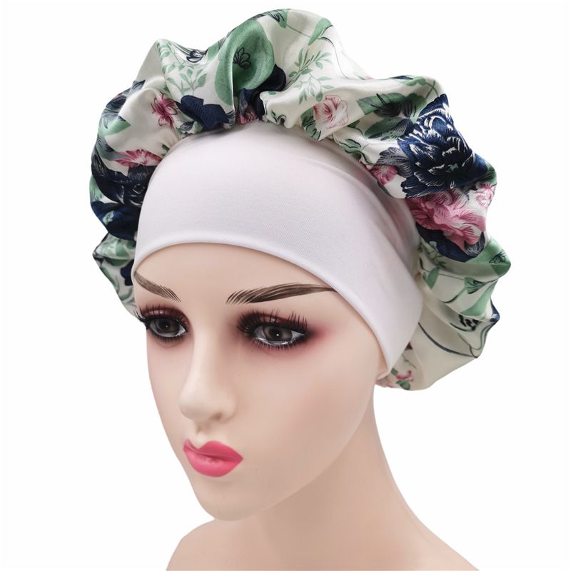 Wide Edge High Elastic Headband Sleeping Printed Ding Round Women's Chemotherapy Hair Protection Hat_voghion.com