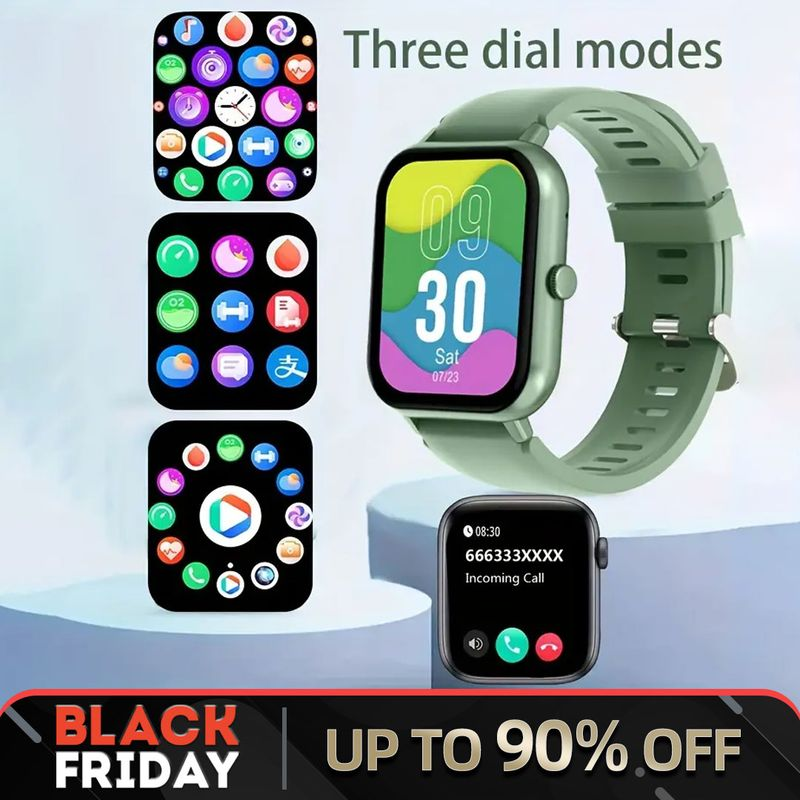 Square With Silicone Band, Multi-functional Sports Smart Watch For Fiess Tracker, Heart Rate, Blood Oxygen & Sleep_voghion.com