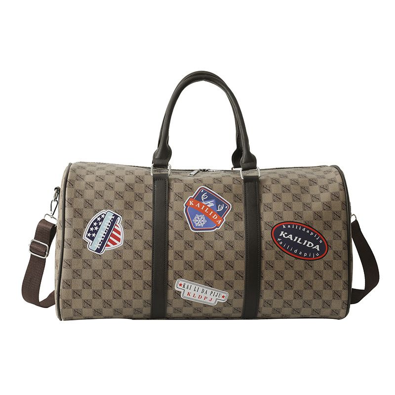 Stamp printed PU waterproof travel ba, lare capacity leisure handba, short distance business trip boardin luae_voghion.com