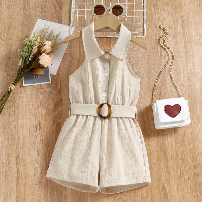 Treasure salary children's clothing for girls, summer neck hanging double crepe cotton fabric with belt, backless_voghion.com