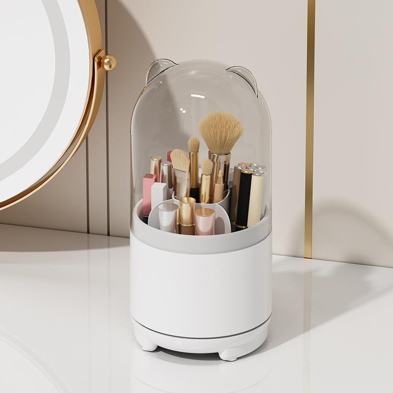 360° Rotating Makeup Brush Organizer - Clear Acrylic Cosmetic Brush Holder With Lid For Eyebrow/Eyeshadow Brushes Lipsticks & Pens_voghion.com