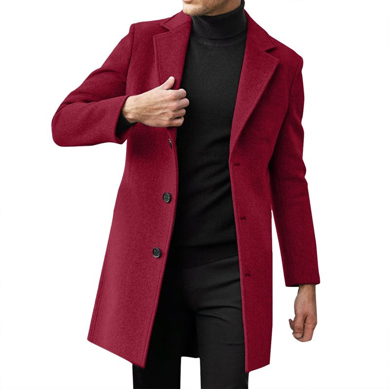 Herren-Trenchcoat aus Wollmischung – Langer Mantel mit schmaler Passform und Revers (M-5XL, warmes Polyesterfutter, Design mit mehreren Taschen)_voghion.com