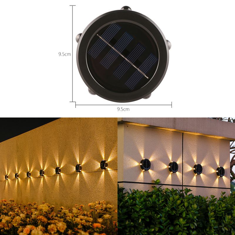Luminárias de parede solares para áreas externas, luzes de jardim à prova d'água com 5 LEDs, luz branca/quente, iluminação decorativa para pátios, quintais, cercas e caminhos_voghion.com
