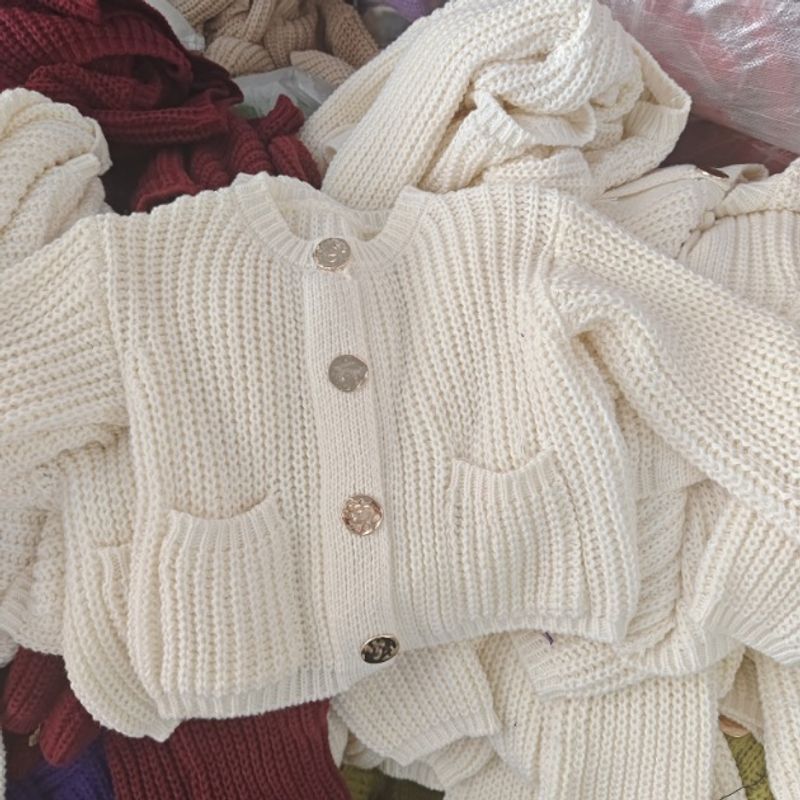 ​Women's Chunky Knit Cardigan With Pockets & Button Front - Long Sleeve Fall Winter Sweater Coat_voghion.com