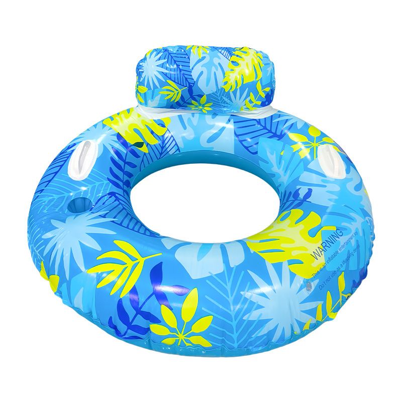 Eco-Friendly PVC Adult Swim Ring - Thickened Backrest With Leaf Design (Dual-Color Underarm Float For Water Relaxation Outdoor Floating)​​_voghion.com