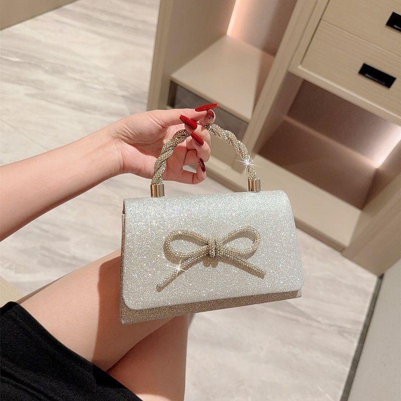 Women's Clutches Bags Luxury Fashion Bow Rhinestone Decorated Handbag Mini Women's Bag Crossbody Chain Bag Small Square Bag_voghion.com