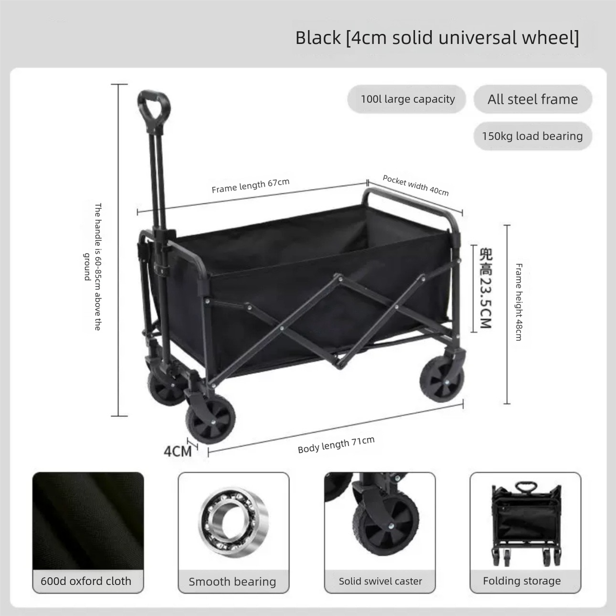 Carrito de picnic portátil para exteriores, remolque pequeño, puesto de camping, carrito plegable_voghion.com
