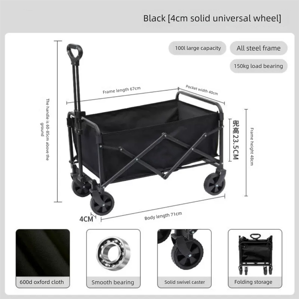 Carrito de picnic portátil para exteriores, remolque pequeño, puesto de camping, carrito plegable_voghion.com