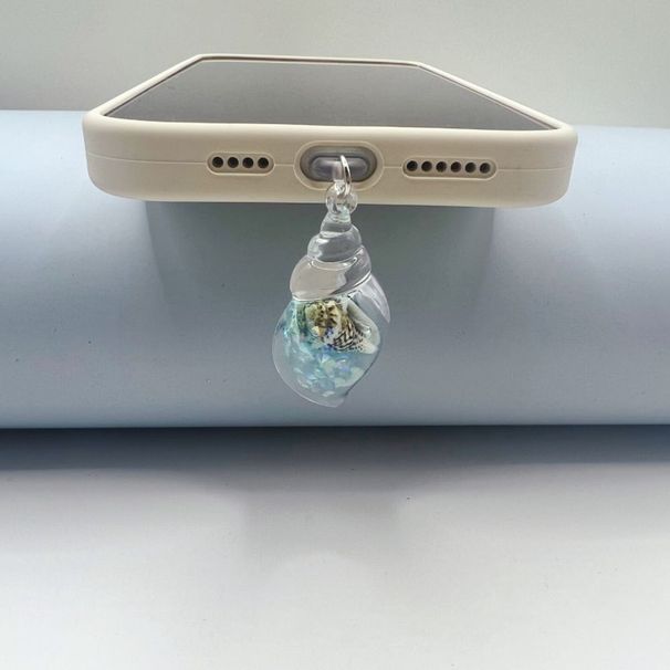 Spina di ricarica per telefono con spirale colorata trasparente e portafortuna a forma di conchiglia per Apple, Huawei e Android di tipo C._voghion.com