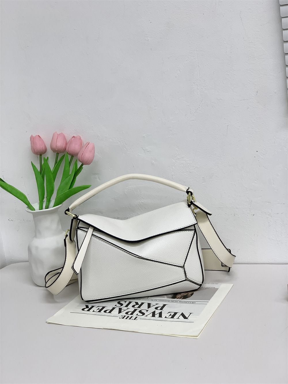 Puzzle Geometri Mini Moda Çok Yönlü Yastık Çanta Büyük Kapasiteli Koltuk Altı Omuz Askılı Çanta_voghion.com