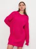 Loose solid color perforated sweater, mid to length, autumn/winter 2024 new item, round neck pullover, long sleeved_voghion.com