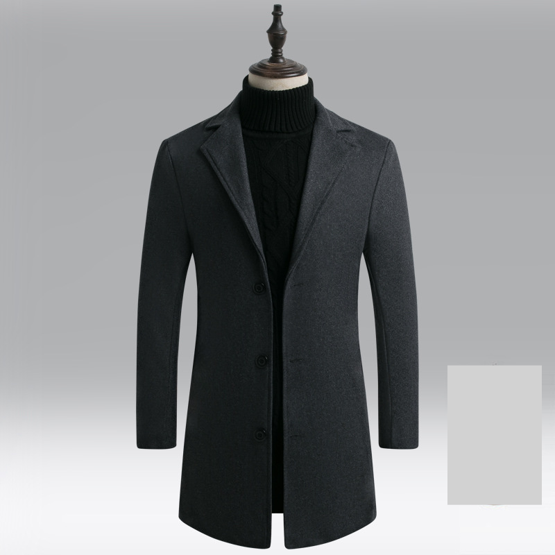 Men's wool coat slim and cotton mid-length trench coat men's wool coat_voghion.com