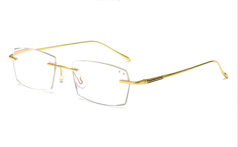 Unisex Presbyopiebrille mit geschnittenem Rand und blauem Licht mit Diamant und rahmenloser Presbyopiebrille, farbwechselnde Presbyopiebrille für Männer und Frauen_voghion.com