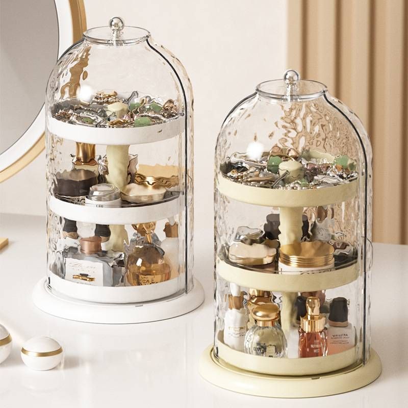 Birdcage Cosmetics Storage Box Dressing Table Desktop Storage Lipstick Powder Puff Liquid Foundation Remover Water Storage_voghion.com