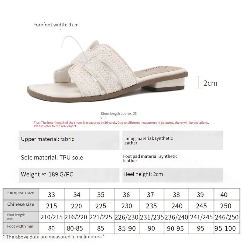 Cameido Ladies' Elegant Casual Beige Woven Square-Headed Flip-Flops_voghion.com