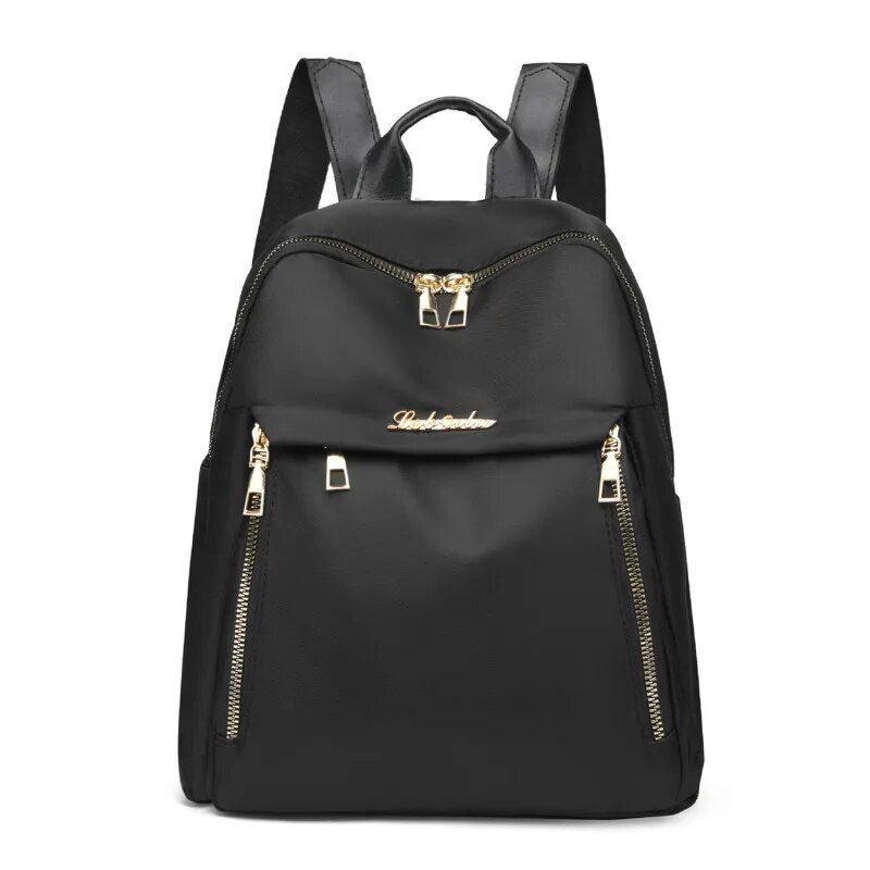 Sacs d'école en nylon imperméables noirs Oxford décontractés pour femmes pour adolescentes sac à dos de voyage à la mode fourre-tout Mochila_voghion.com