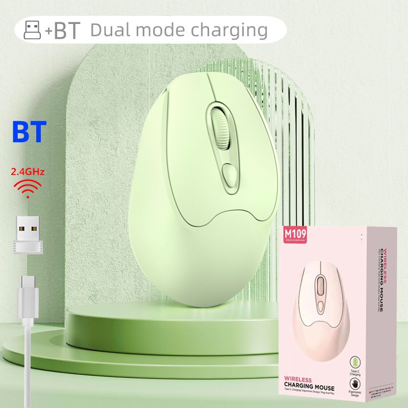 New dual-mode wireless mouse 2.4G+BT5.2 charging 4D silent ergonomics 1600dpi unisex_voghion.com