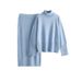 Maglione a collo alto in tinta unita, gonna a mezza lunghezza, set da due pezzi, set in maglia minimalista con collo alto, dolcevita a coste e gonna a tubino_voghion.com