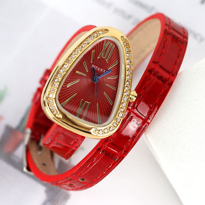 BIFANXI Diamond-Studded Snake-Shaped For Women, Elegant Leather Wristwa, Creative Quartz Wa, Versatile Bracelet_voghion.com