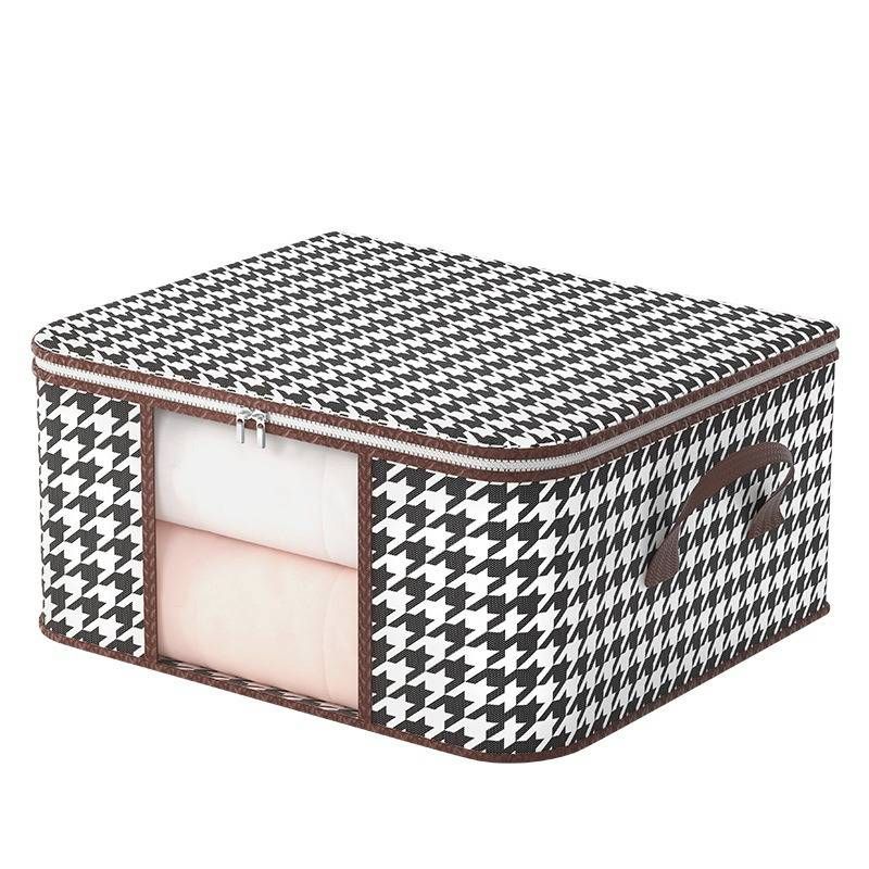 Functional Bags Houndstooth Clothing Storage Bag with Handle Visible Quilt Bag Multifunctional Dust Bag Household Moving Packing Bag_voghion.com