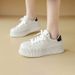 Cameido Women's Lightweight Thick - Soled Biscuit - Style White Sneakers: Casual, Versatile Thick - Soled Skate Shoes_voghion.com