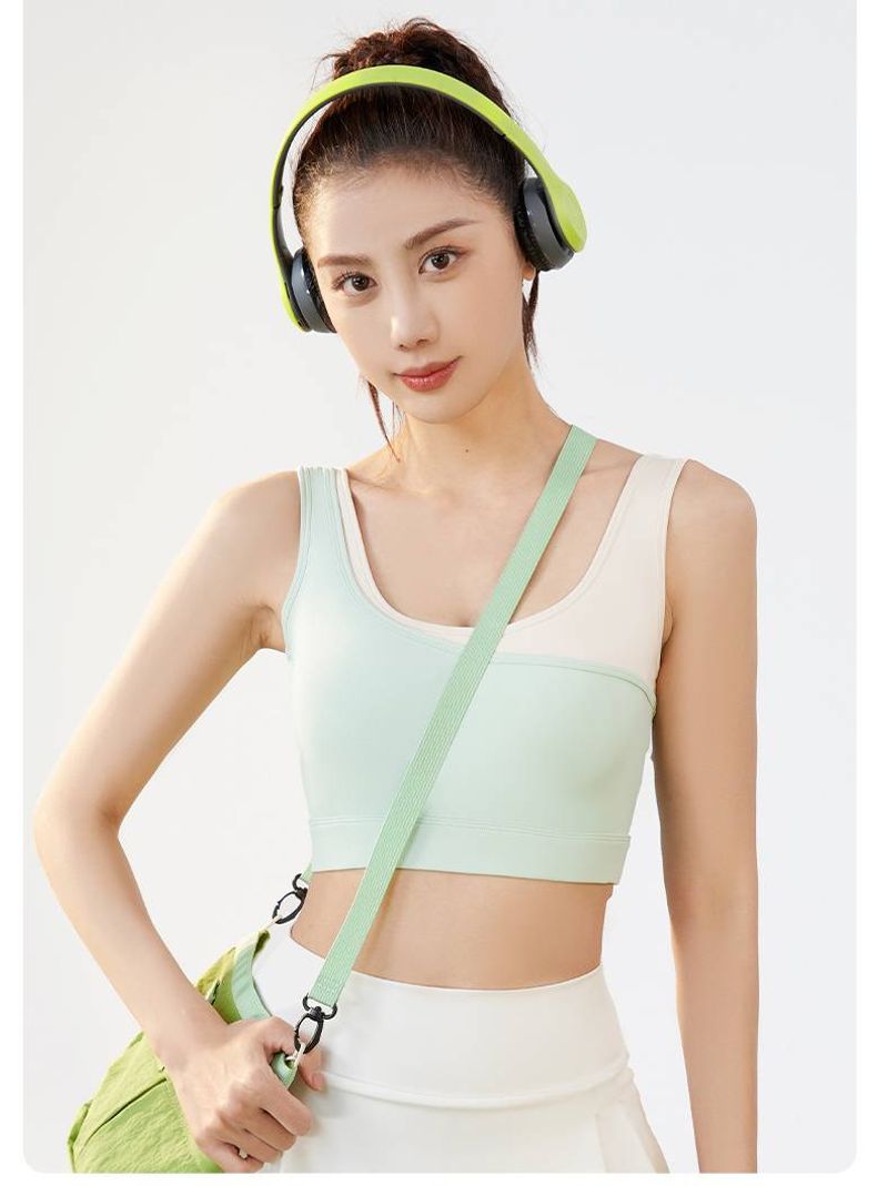 Women's Seamless Yoga Bra - High Impact Sports Top With U-Back & Dual Color Design Pilates/Barre_voghion.com