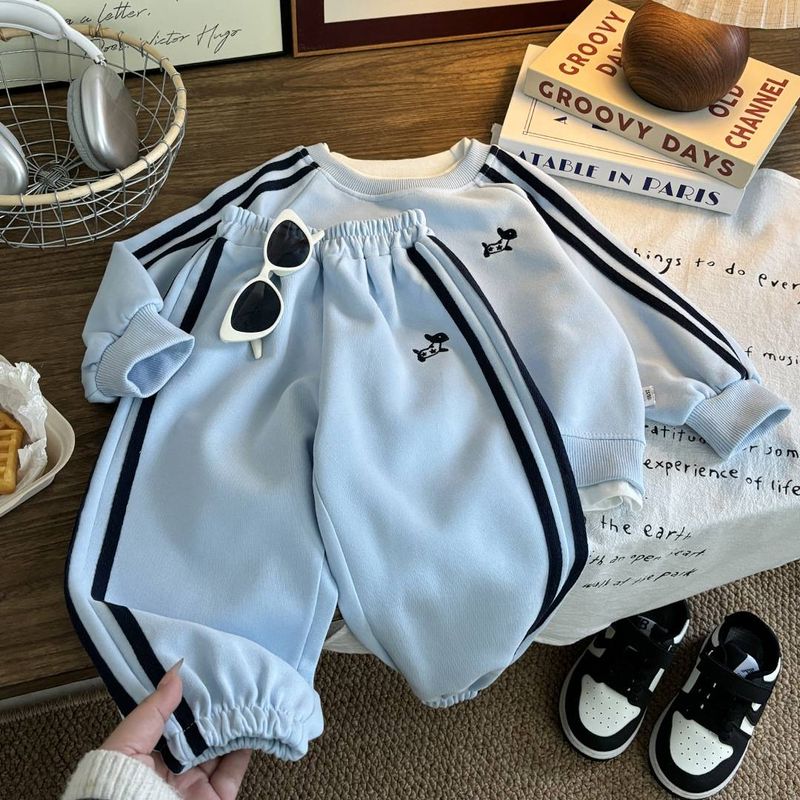 Boys And Girls Long Sleeved Trousers Korean Style Middle And Large Children's Sports Two Piece Children's Clothing_voghion.com