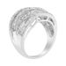 .925 Sterling Silver 1.0 Cttw Channel Set Alternating Round and Baguette Diamond Cross-over Bypass Ring Band (I-J Color, I2-I3 Clarity)_voghion.com