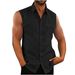 Men's Clothing Men's Shirt Double Pocket Cotton And Linen Sleeveless Shirt Casual Vacation Shirt_voghion.com