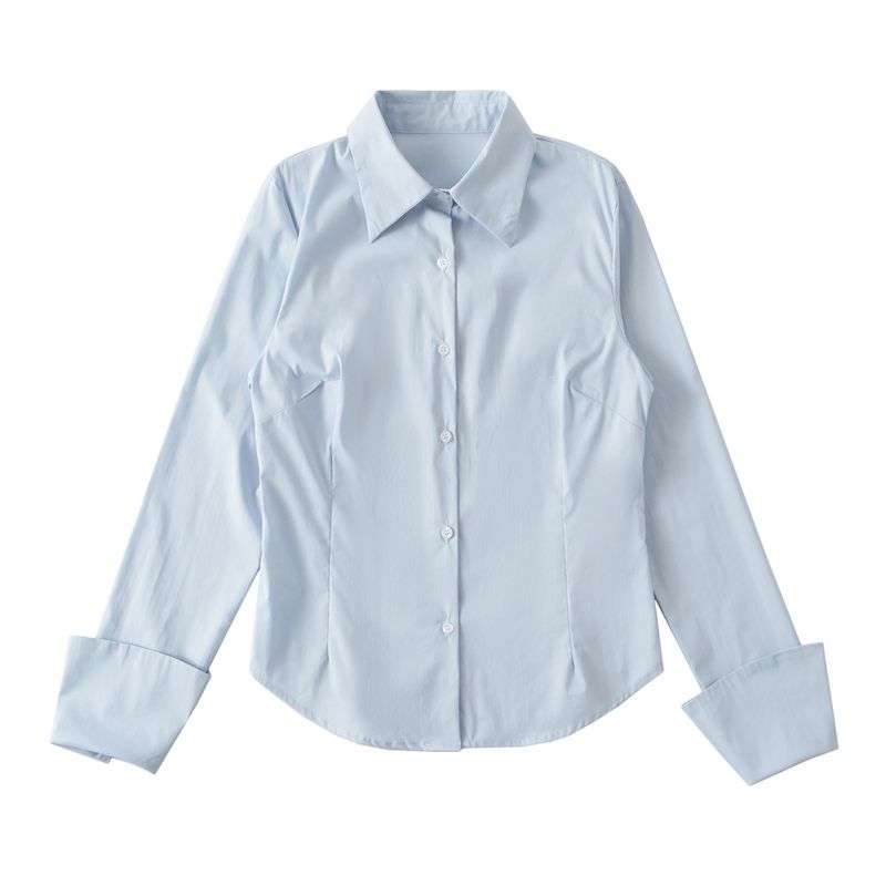 Camicia a maniche lunghe Design Sense per donna, estate 2025, nuovo stile, sexy, vestibilità slim, colletto rovesciato, monopetto, snellente_voghion.com