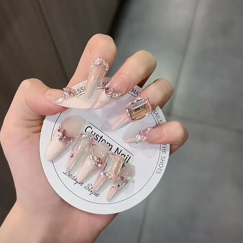 Patch Wear Manicure Wear Nail Nail Strips Ręcznie robione zdobienie paznokci Noszenie zbroi Kolorowa miłość Niebieski Elf Marzenie Biały Nowy styl_voghion.com
