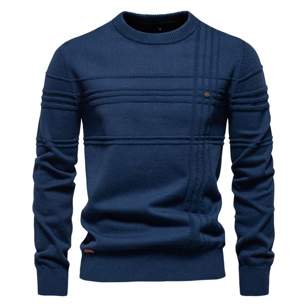 Herbst und Winter Neue europäische Größe Cross Border Herren Rundhalspullover Hochwertiger Außenhandel Herren Einfarbiger Pullover_voghion.com