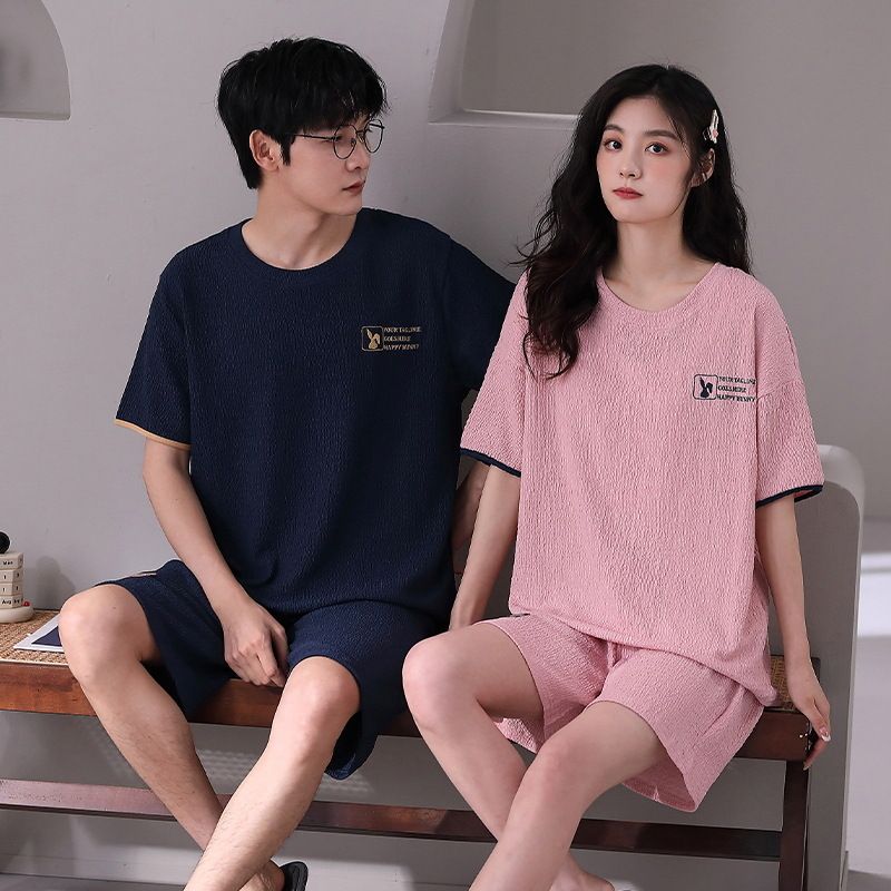2023 Spring Couple's Pajamas,  Short Sleeves, Shorts, Cotton Loose fit Men's and Women's Summer Home Clothes Can be worn_voghion.com