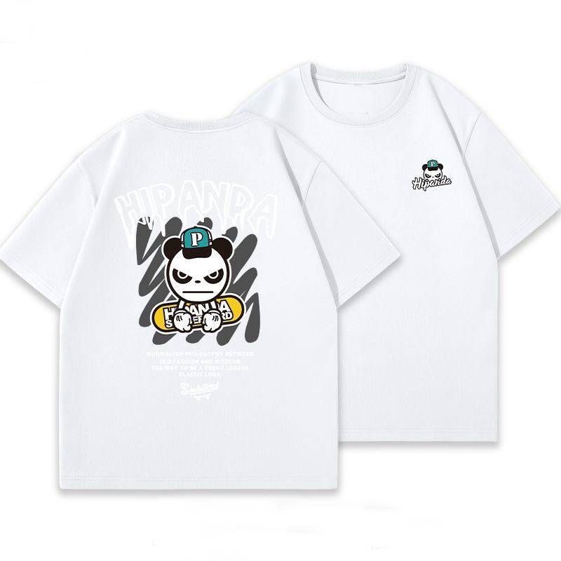 Casual Urban Mode för män och kvinnor Panda grafiskt tryck T-shirt Oversized Relaxed Fit 100 % bomull Unisex Streetwear_voghion.com