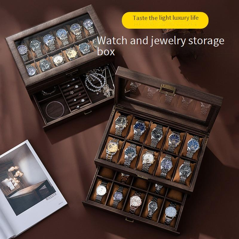 Home & Garden Wood Grain 3/6/10/12 Position Collection Display Watch Box Box Watch Storage Box_voghion.com