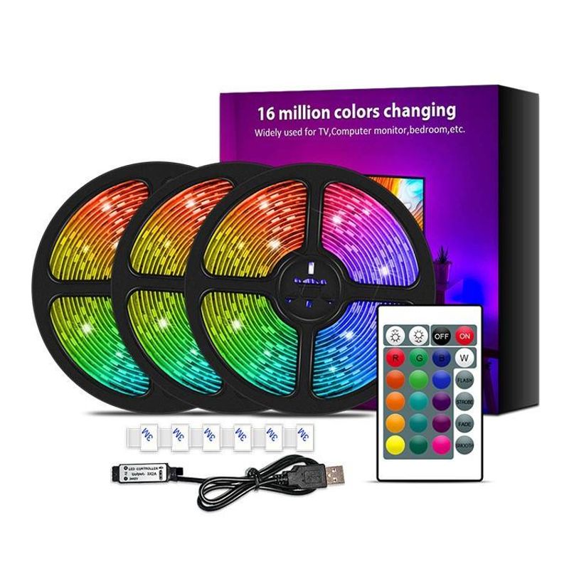 5V-os zenei fénycsík, TV fénycsík, 5050 LED-es fénycsík, USB fénycsík, 5V-os RGB színes sátorfénycsík_voghion.com