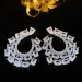 Designer Earrings Luxury Floral Wreath Design Square Diamond Earring Elegant Silver Plated Brass Ear Studs Crystal_voghion.com