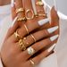 Anelli di lusso in lega per donna, set da 12 pezzi, anelli cavi irregolari_voghion.com