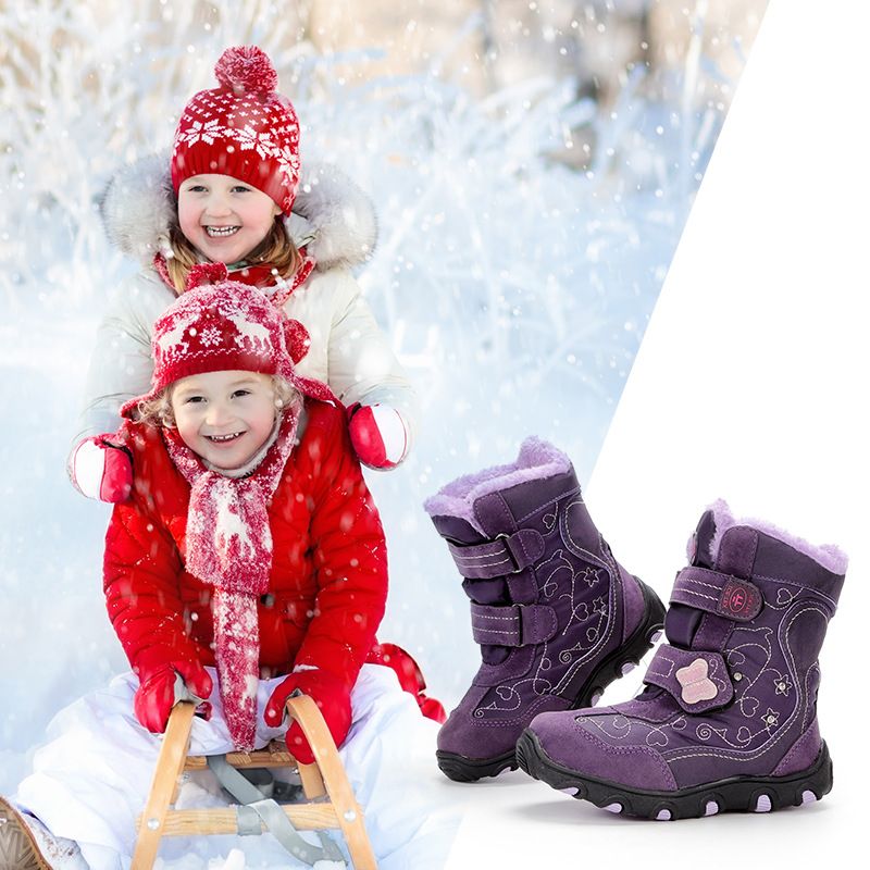 Children's Snow Boots Warm Flat Straight Hair Premium_voghion.com