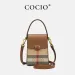 COCIO Designer New Plaid Cellphone Simple And Versatile Handbag High Quality Canvas Shoulder Bag_voghion.com