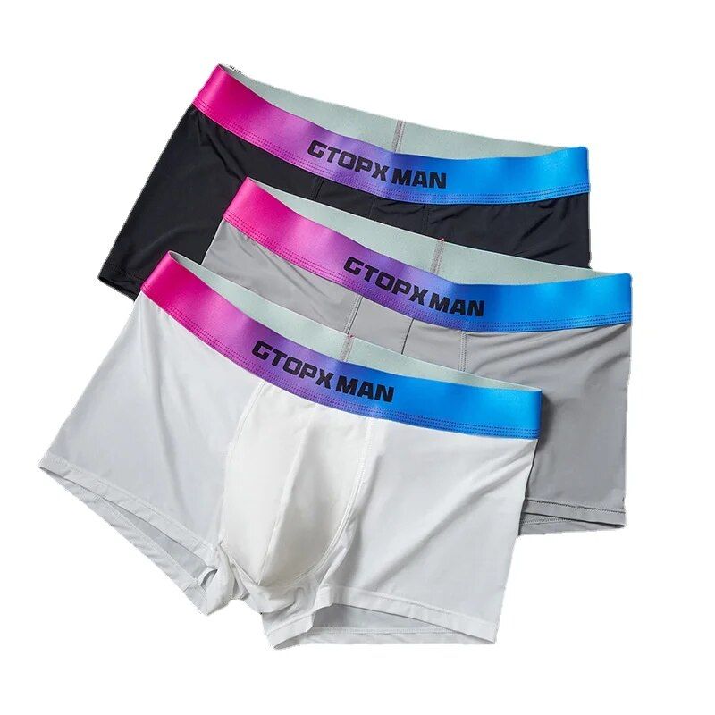 MERCURY Mens Boxers Pack Ice Silk Thin Solid Color Breathable Underwear for Men_voghion.com