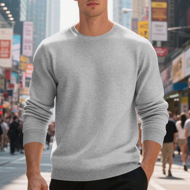 Męska bluza z okrągłym dekoltem i dużą, luźną bluzą z kapturem – alternatywa dla luźnej bluzy z kapturem (S-XXXL, 250 g/m² poliester)_voghion.com