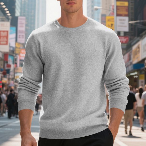 Męska bluza z okrągłym dekoltem i dużą, luźną bluzą z kapturem – alternatywa dla luźnej bluzy z kapturem (S-XXXL, 250 g/m² poliester)_voghion.com